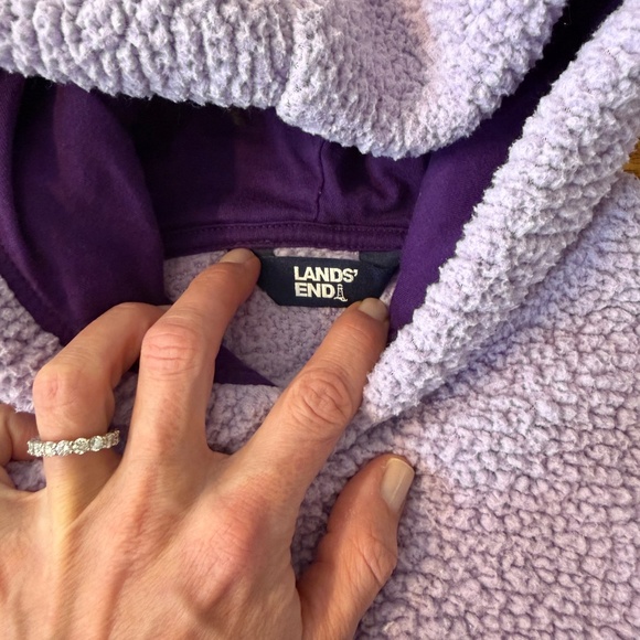 LANDS' END Kids Sherpa Fleece Hoodie in Light Purple (Size Small) - Picture 3 of 8